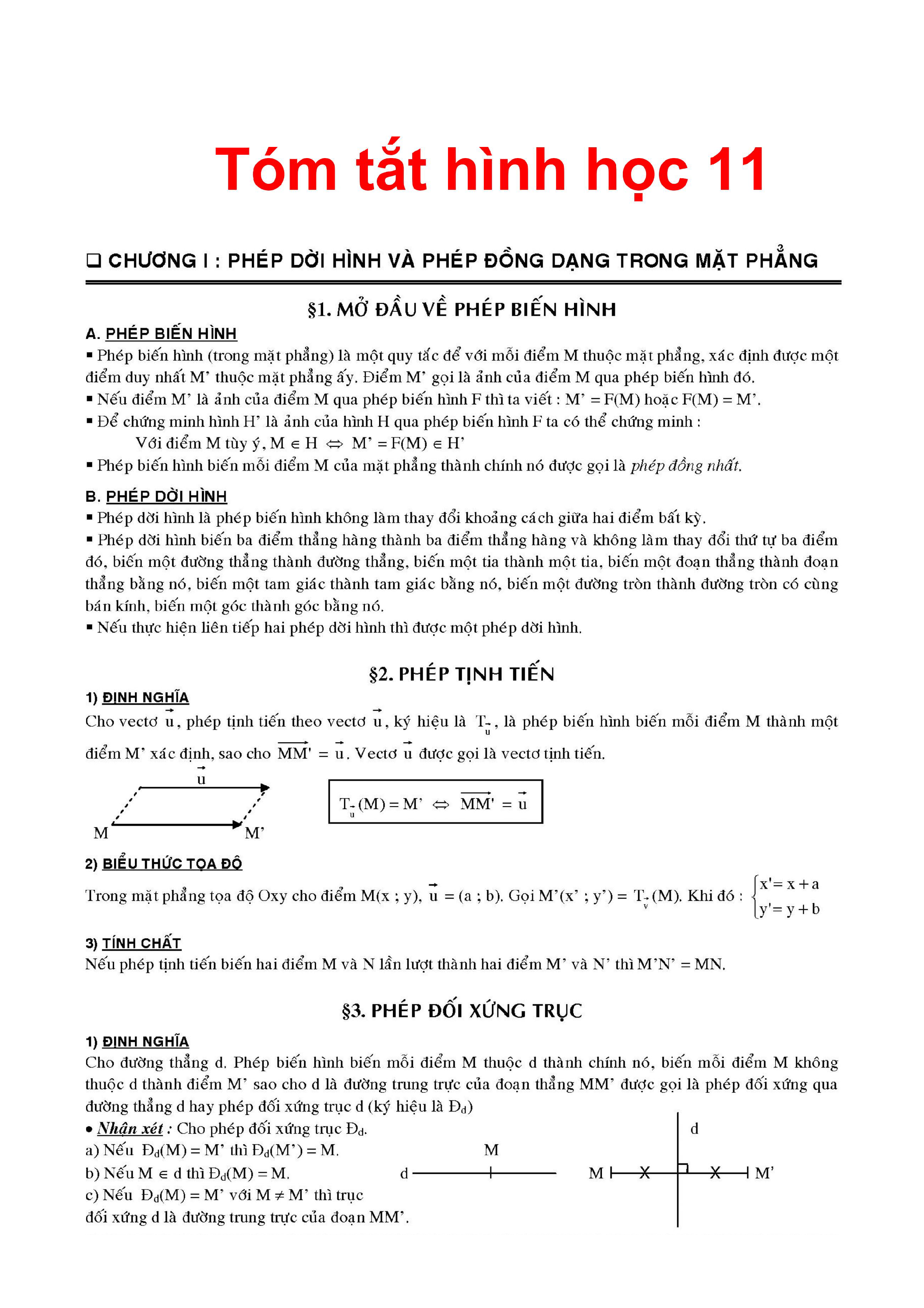 Tổng hợp Công thức Toán Hình 11 Học kì 1 Gallery 1