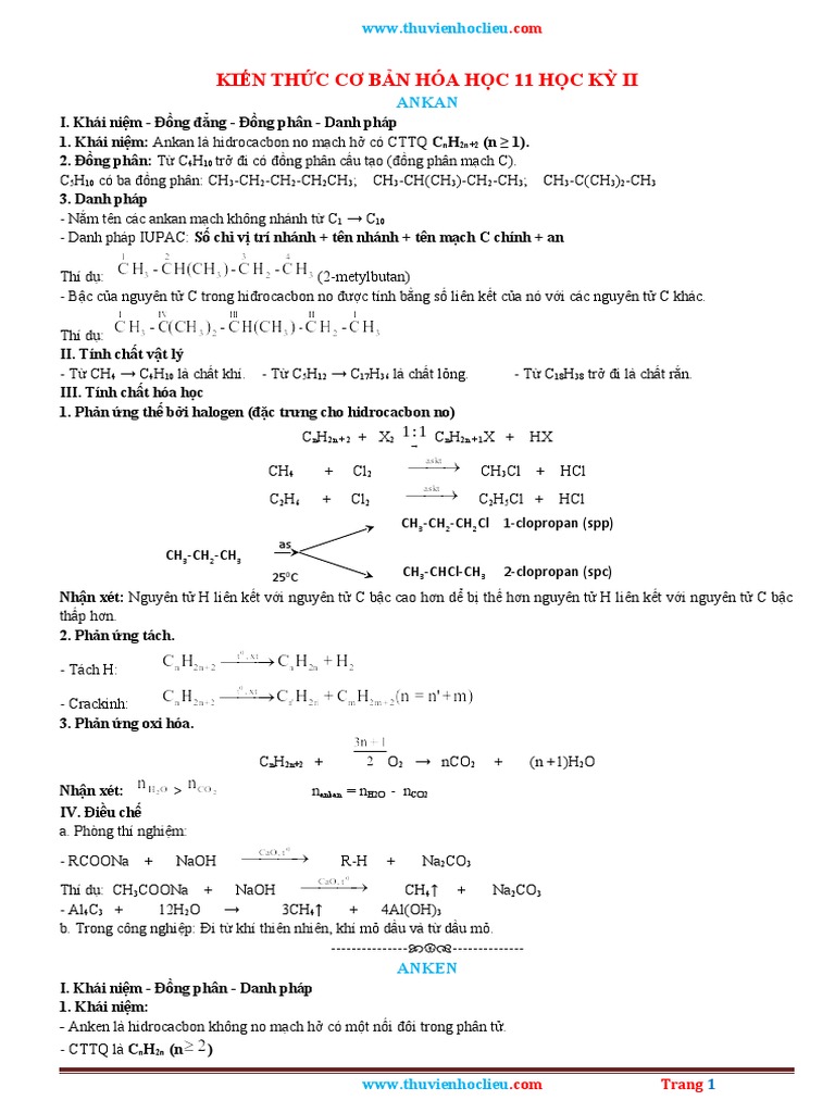 Tổng hợp kiến thức Hóa 11 học kì 2 PDF Gallery 1