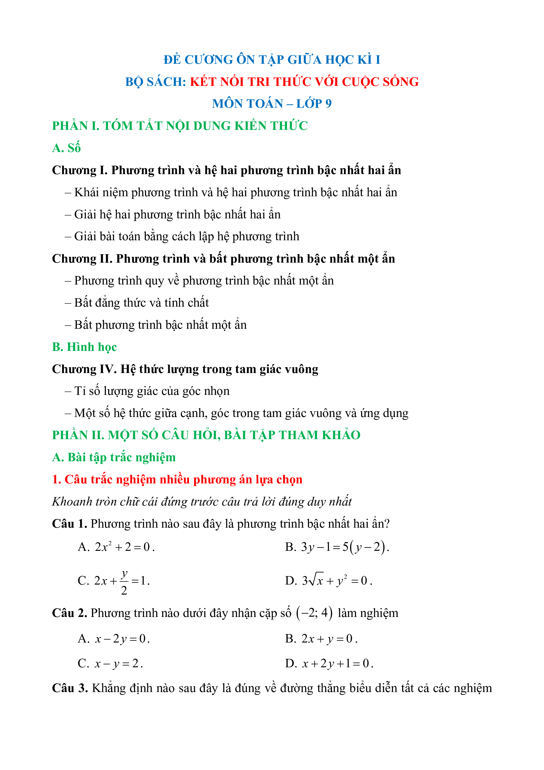 Đề cương Toán 9 giữa kì 1 chi tiết nhất Gallery 2