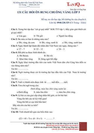 111 Câu Hỏi Rung Chuông Vàng Lớp 4 Gallery 1