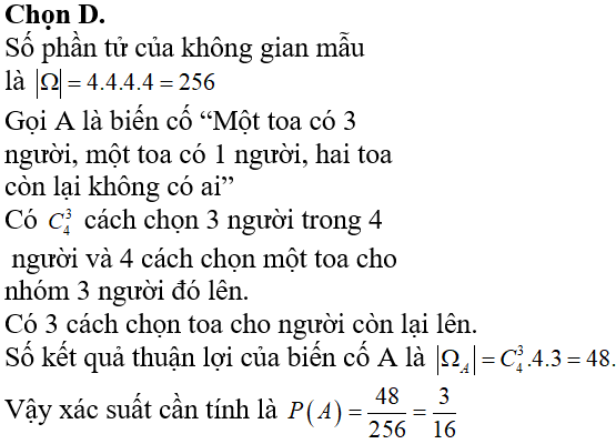 Có 4 hành khách bước lên một đoàn tàu gồm 4 toa