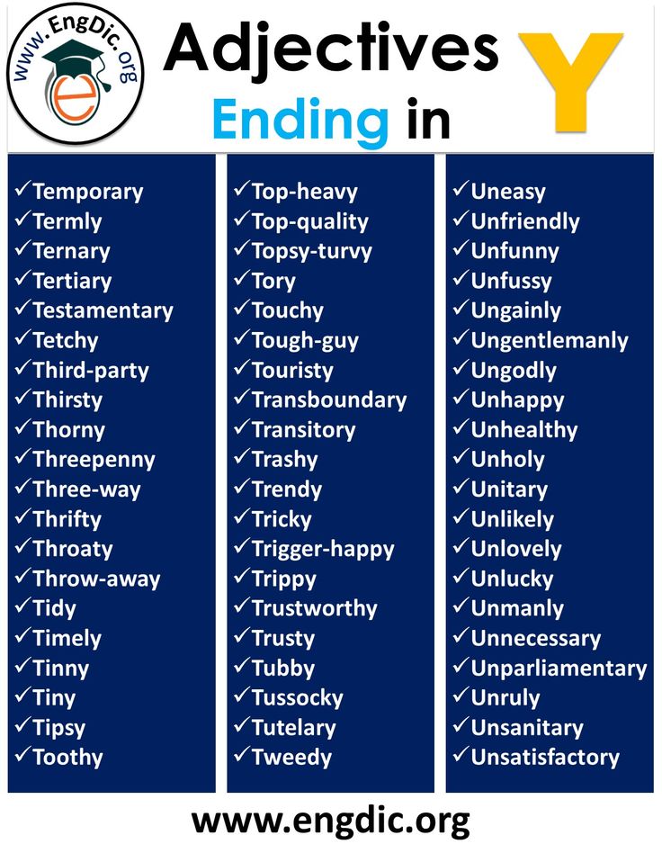 English Words Ending in Y Gallery 1