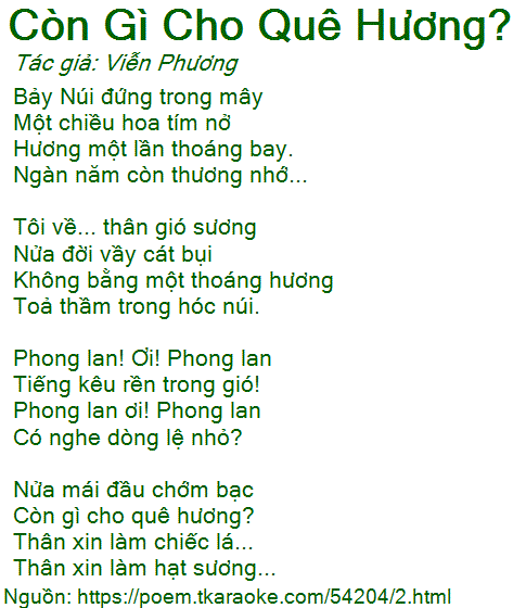 Còn Gì Cho Quê Hương?