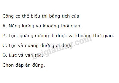Công có thể biểu thị bằng tích của