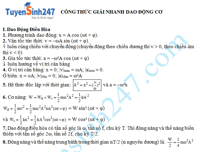 Công thức Dao động Điều hòa Gallery 2