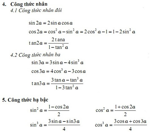 Công thức hạ bậc cos²x