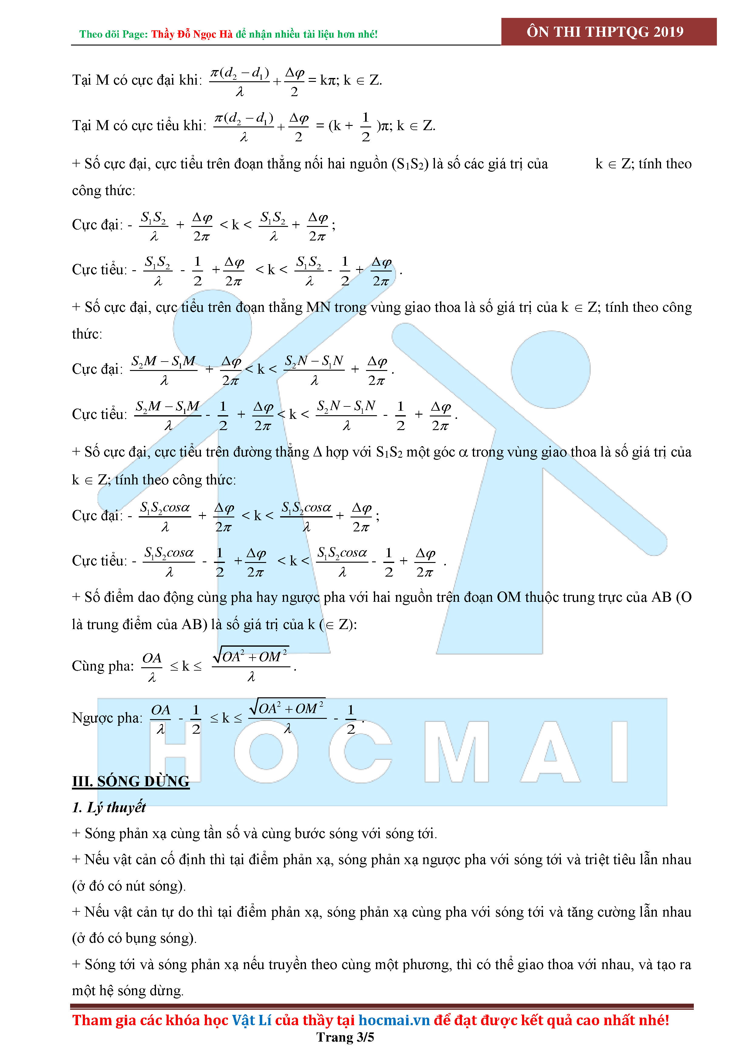 Công thức sóng cơ