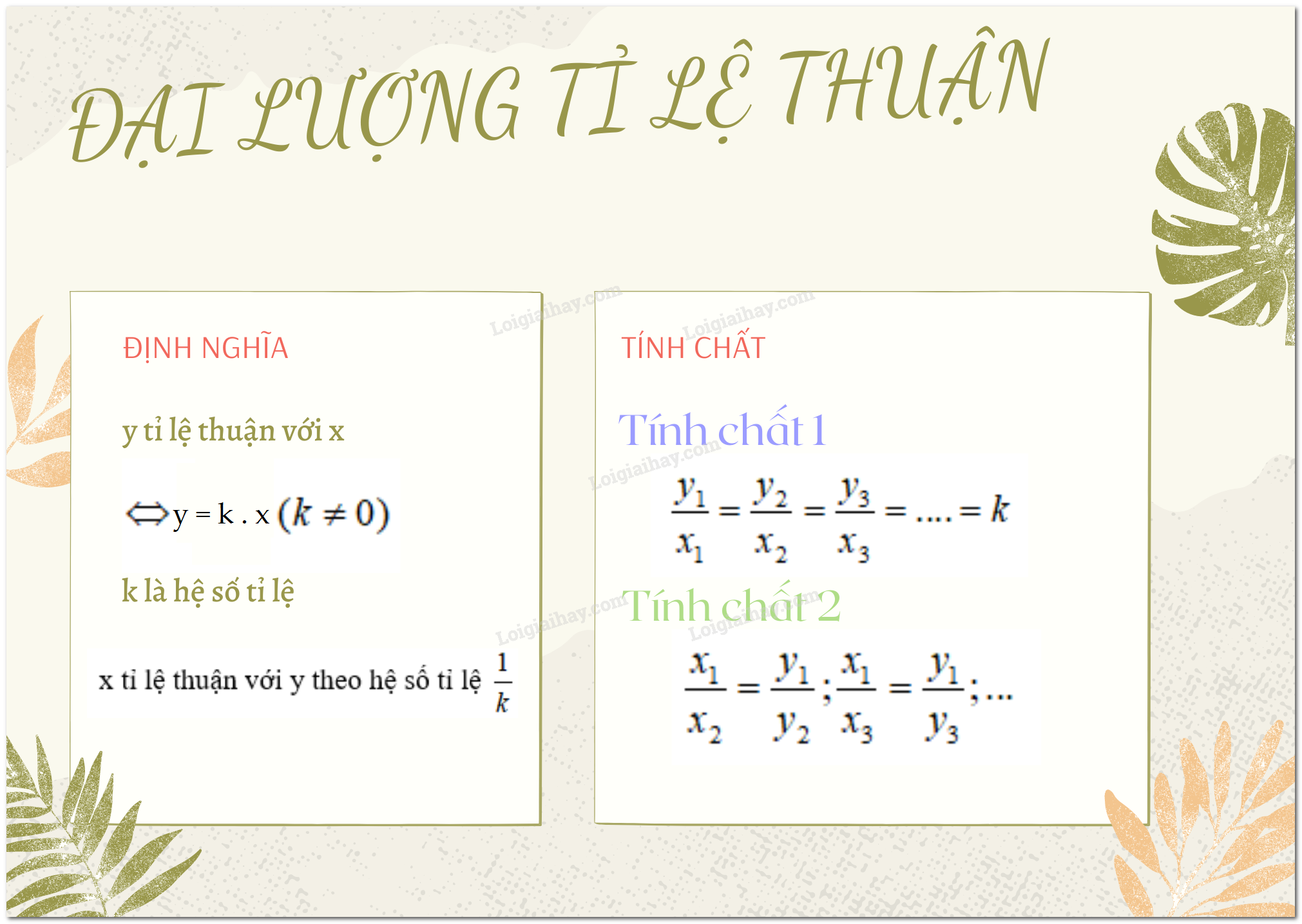 Công thức tỉ lệ thuận là gì?