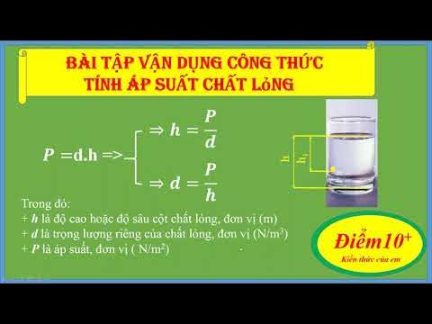 Công thức tính áp suất chất lỏng lớp 8
