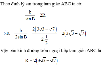 Công thức tính bán kính đường tròn ngoại tiếp tam giác