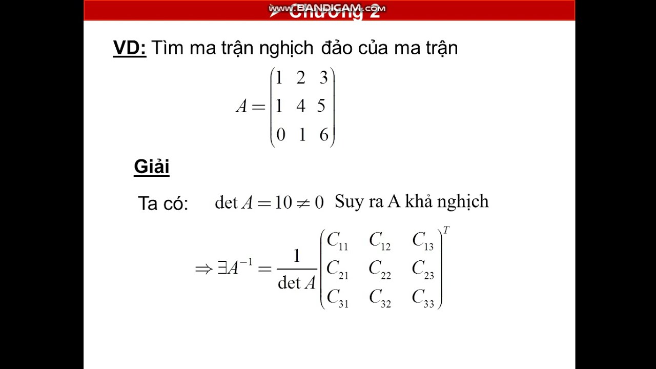Công thức tính ma trận nghịch đảo