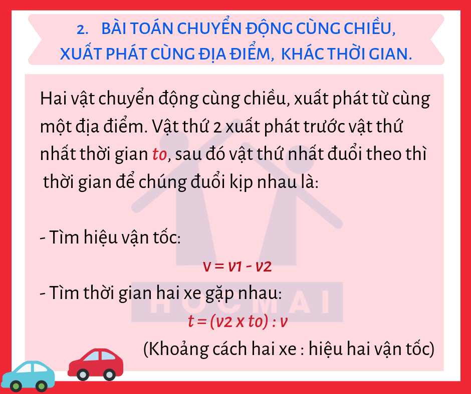 Công thức tính vận tốc cùng chiều và ngược chiều