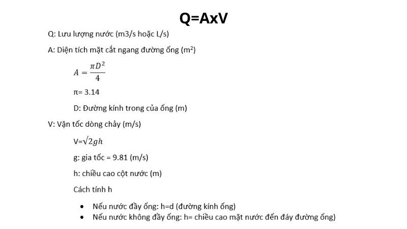 Công thức tính vận tốc dòng chảy