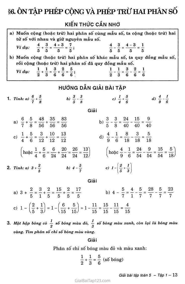 Cộng Trừ Nhân Chia Phân Số Lớp 5 Gallery 1