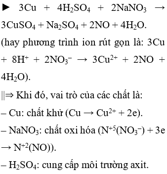 Phản ứng Cu + Nano3 + H2SO4