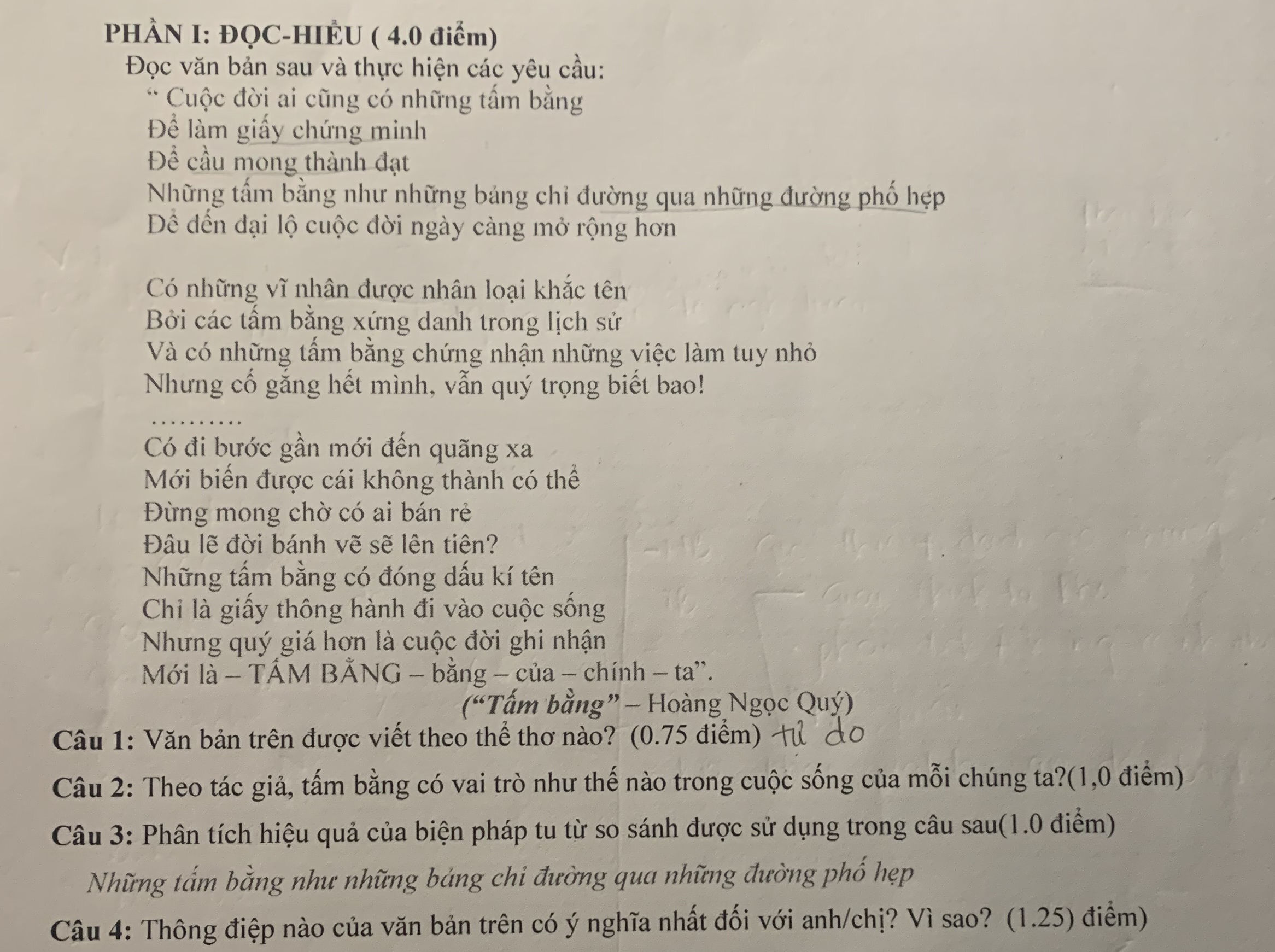 Cuộc đời ai cũng có những tấm bằng