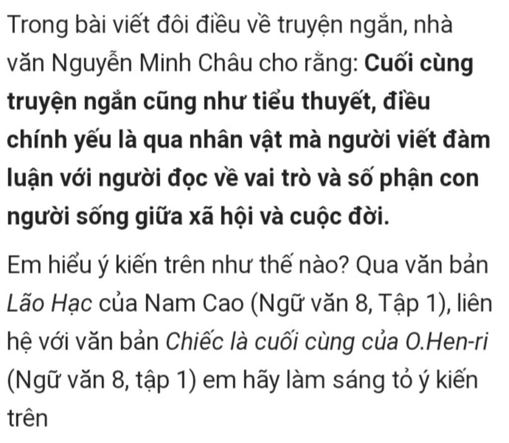 Cuối cùng truyện ngắn cũng như tiểu thuyết
