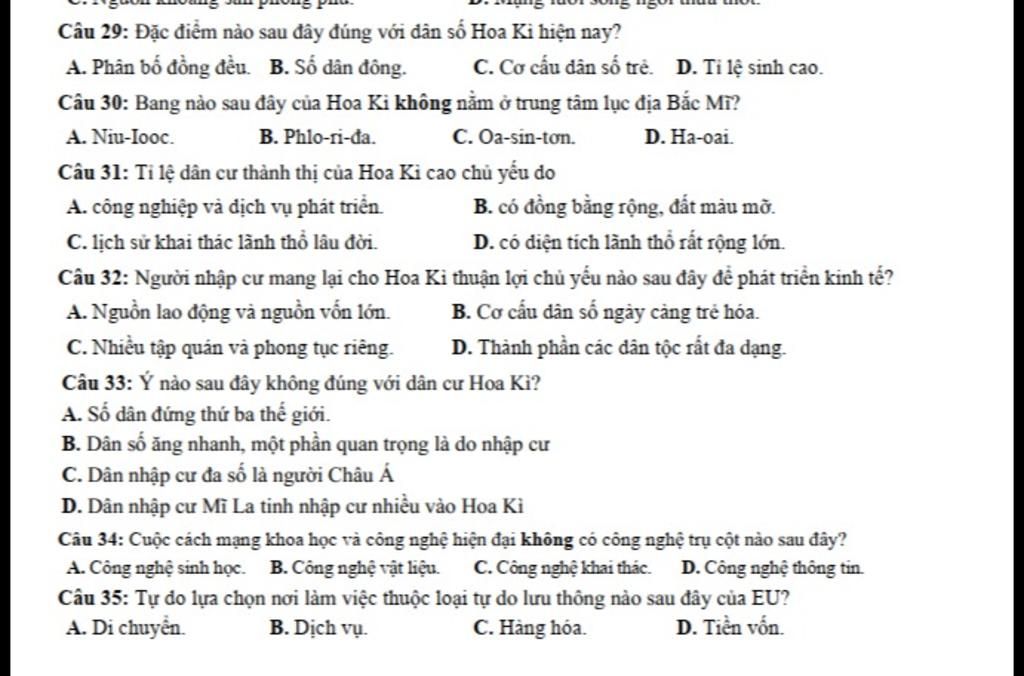 Đặc Điểm Nào Sau Đây Không Đúng Với Đặc Điểm Dân Cư Hoa Kỳ?