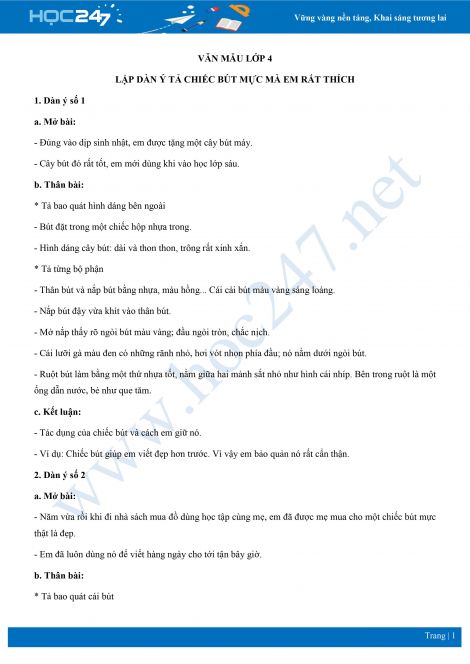 Tả cây bút mực