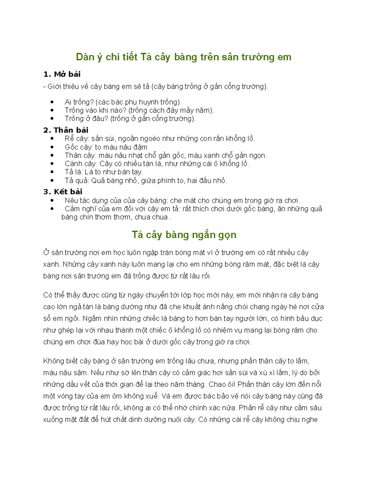 Tả cây bàng