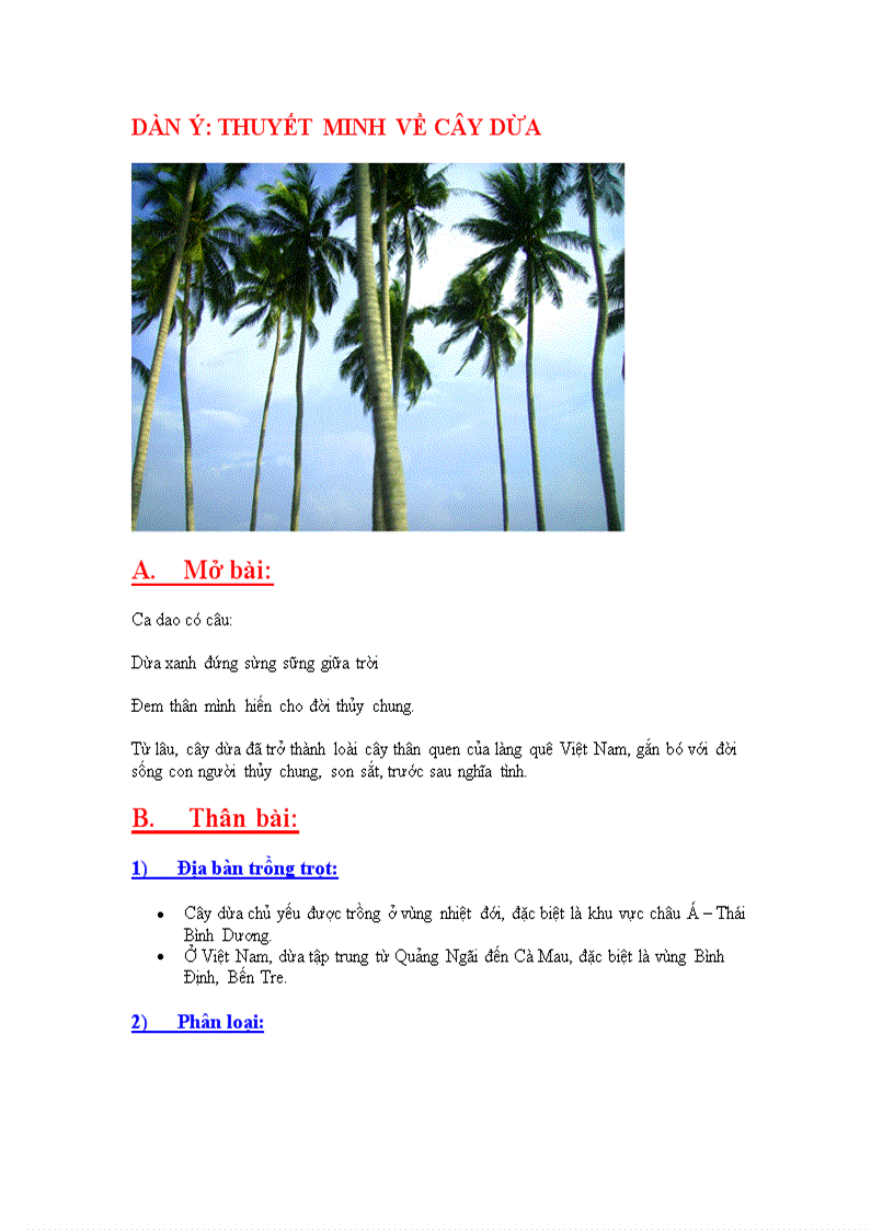Tả cây dừa