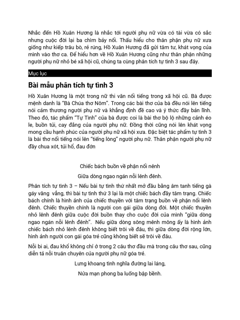 Dàn Ý Tự Tình 3: Chi Tiết Và Đầy Đủ