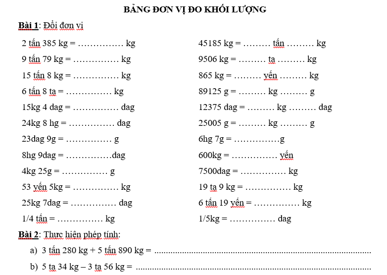 Bài Toán Đổi Đơn Vị Lớp 4: Hướng Dẫn Chi Tiết và Bài Tập Gallery 2