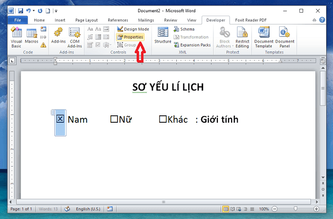 Đánh Dấu Tích Vào Ô Trong Word