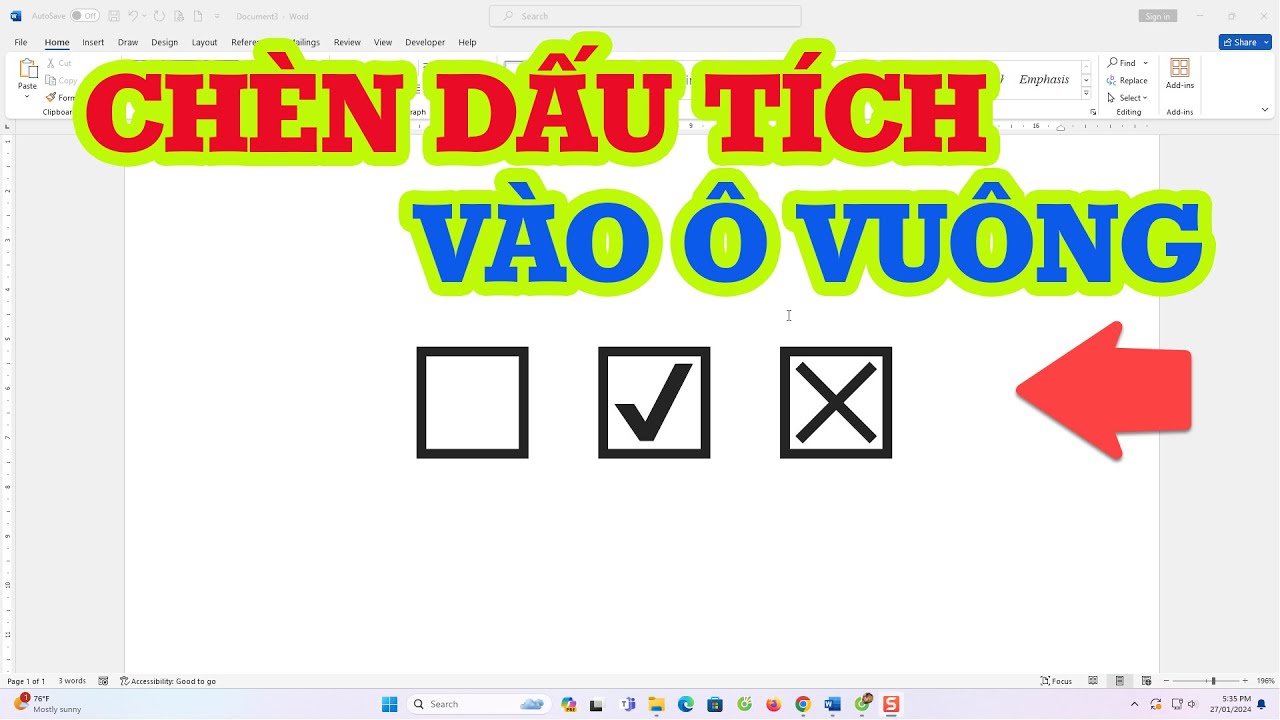 Đánh Dấu Tích Vào Ô Trong Word Gallery 1