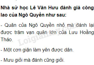 Đánh giá công lao Ngô Quyền đối với lịch sử dân tộc