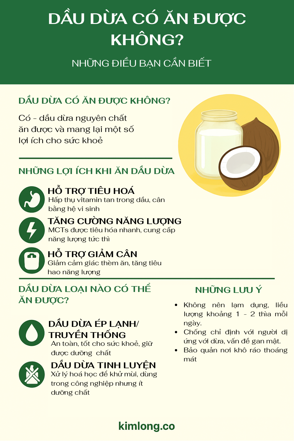 Dầu dừa ăn được không?