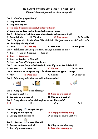 Đề cương Tin học lớp 3 chi tiết nhất