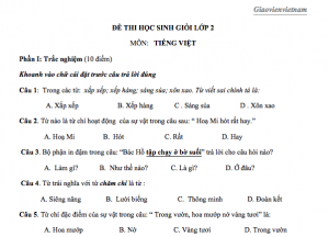 Đề thi học sinh giỏi lớp 2 môn Tiếng Việt có đáp án