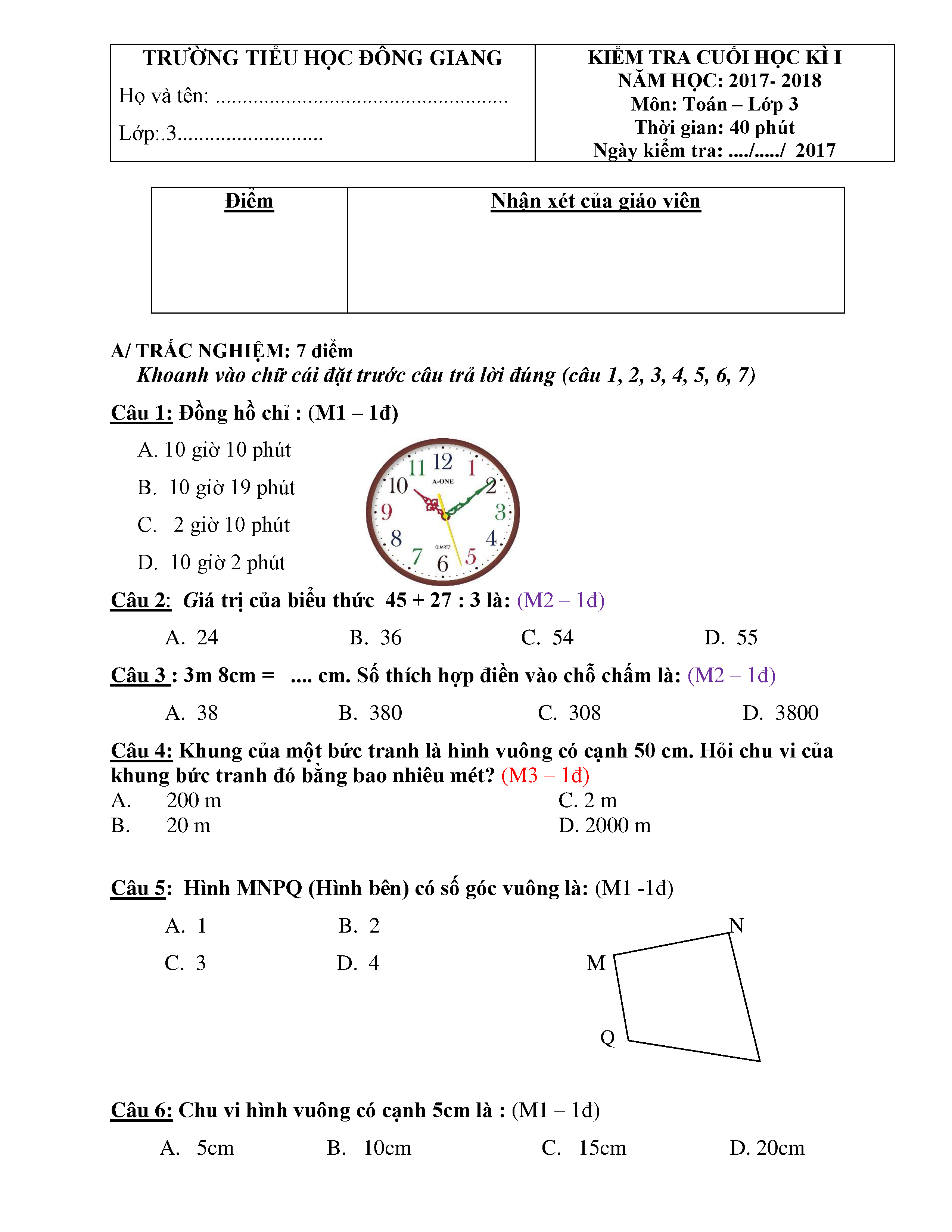 Đề Thi Lớp 3 Kì 1: Tổng Hợp Kiến Thức Và Bài Tập