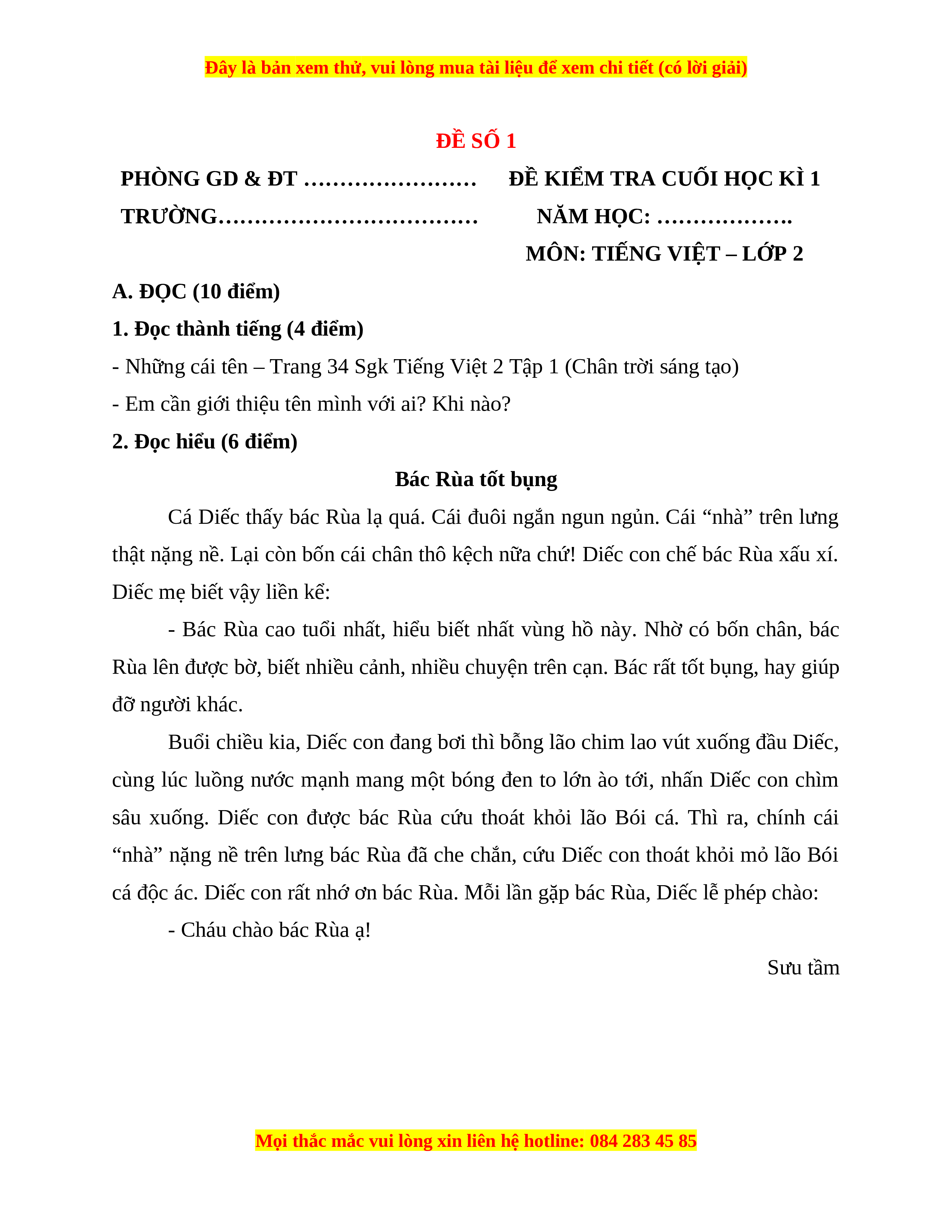 Đề thi Tiếng Việt lớp 2 học kì 2 sách Chân trời sáng tạo