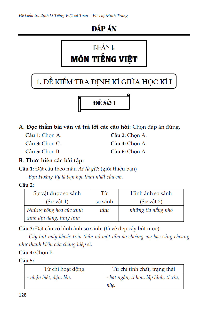 Đề Toán, Tiếng Việt Lớp 3: Bài Tập, Giải Đáp Và Tài Liệu Học Tập
