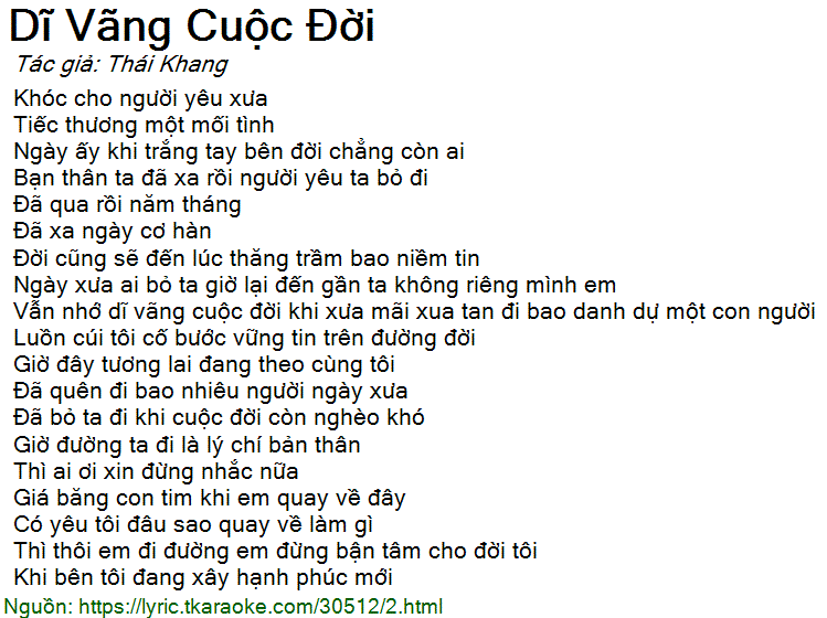 Dĩ Vãng Cuộc Đời