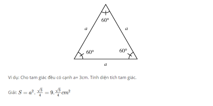 Diện tích tam giác cân cạnh a
