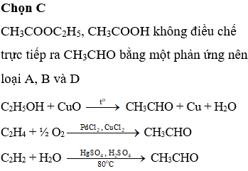 Điều chế CH3CHO (Axetalđehit)