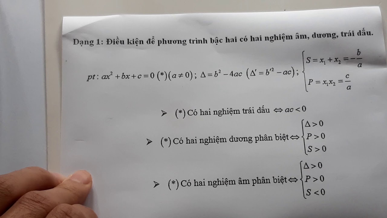 Điều Kiện Để Phương Trình Có 2 Nghiệm Phân Biệt Gallery 2