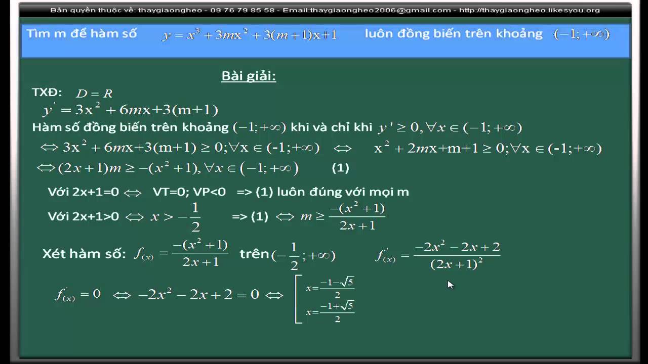 Tìm m để hàm số y = (x - 1)/(x + m) đồng biến trên khoảng (2; +∞) Gallery 1