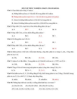 Ở điều kiện thích hợp, anken tác dụng với chất nào sau đây tạo thành anken? Gallery 2