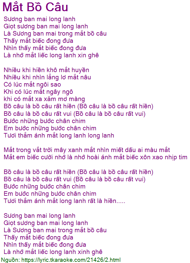 Đôi mắt long lanh như bồ câu