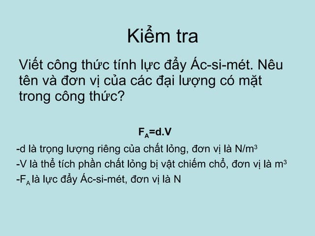 Đơn vị của lực đẩy Ác-si-mét là gì? Gallery 2