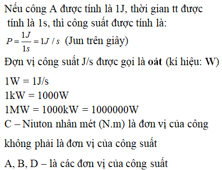 Đơn vị của công suất là gì?