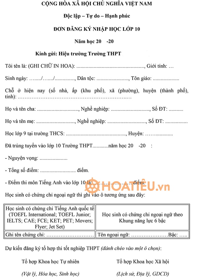 Đơn Xin Nhập Học Lớp 10: Hướng Dẫn Viết và Mẫu Đơn Chi Tiết