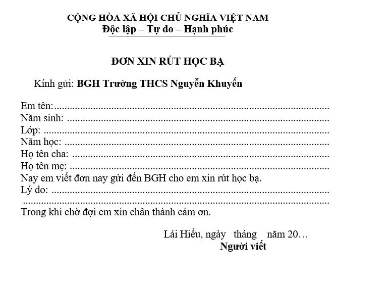 Đơn Xin Rút Học Bạ: Mẫu, Hướng Dẫn Viết & Thủ Tục