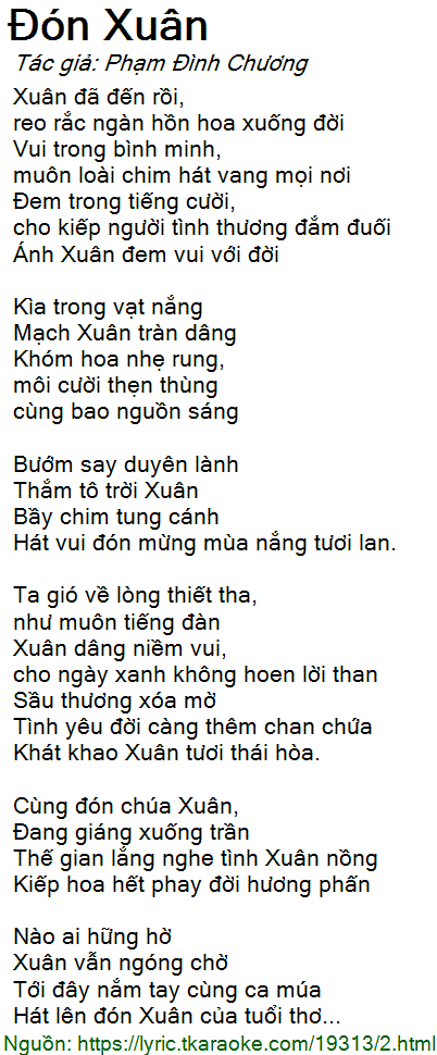 Đón Xuân Lời Bài Hát