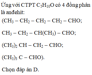 Đồng phân Anđehit C5H10O