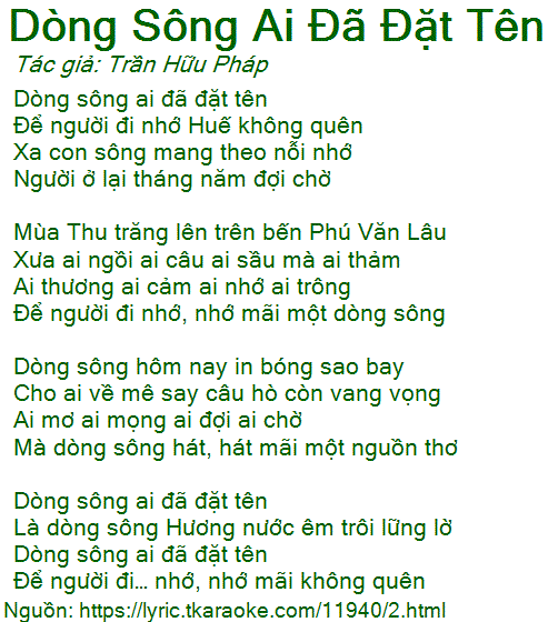 Dòng sông nào đã đặt tên để người đi nhớ Huế không quên?